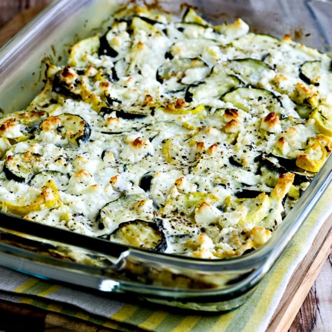 Zucchini Bake with Feta and Thyme in baking dish small thumbnail image