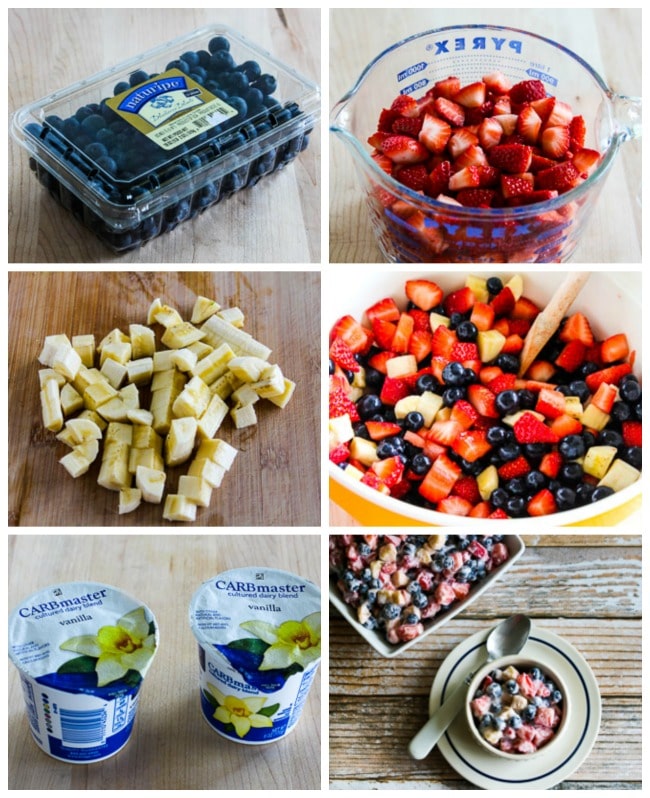 Easy Red, White, and Blueberry Salad process shots collage