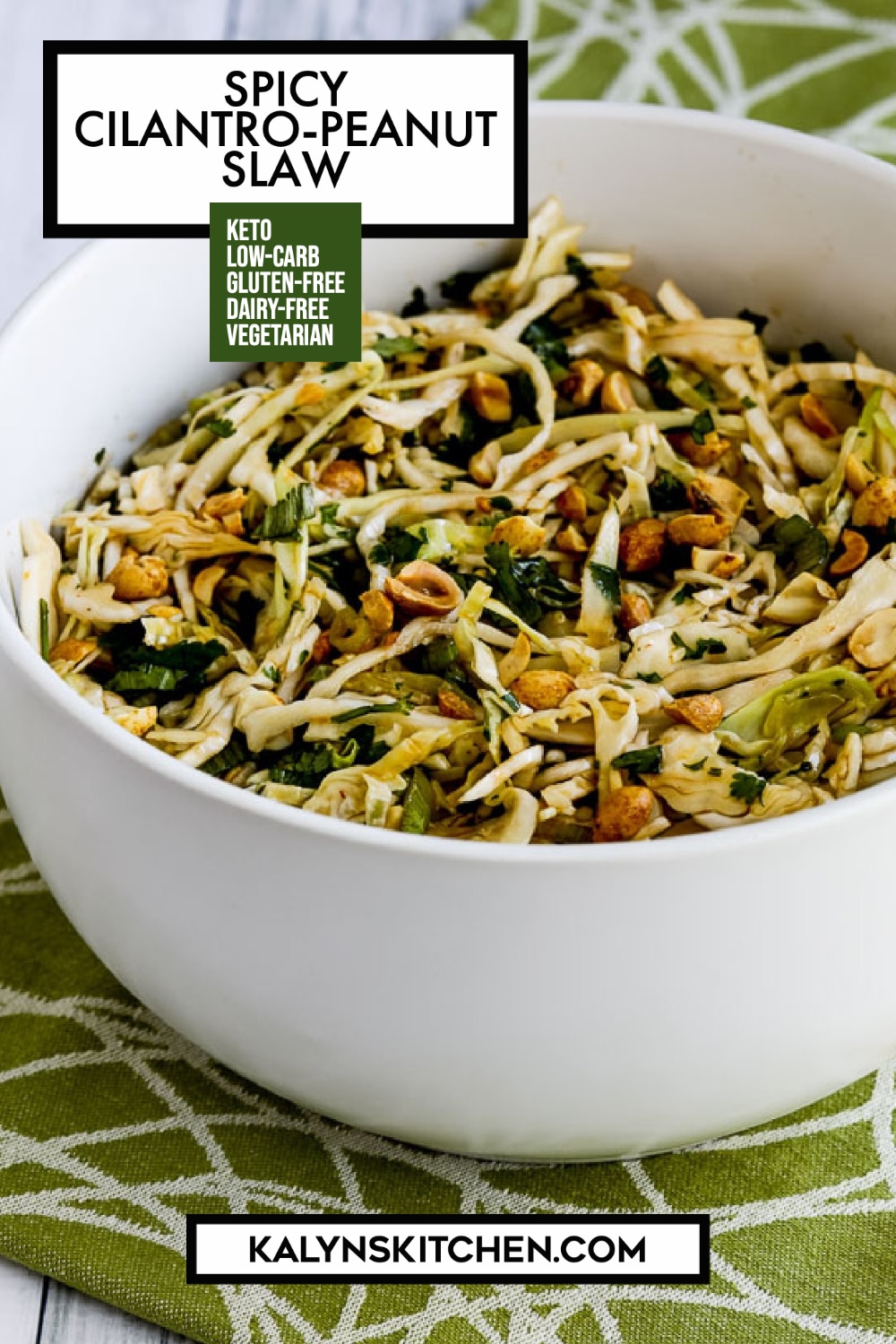 Pinterest image of Spicy Cilantro-Peanut Slaw