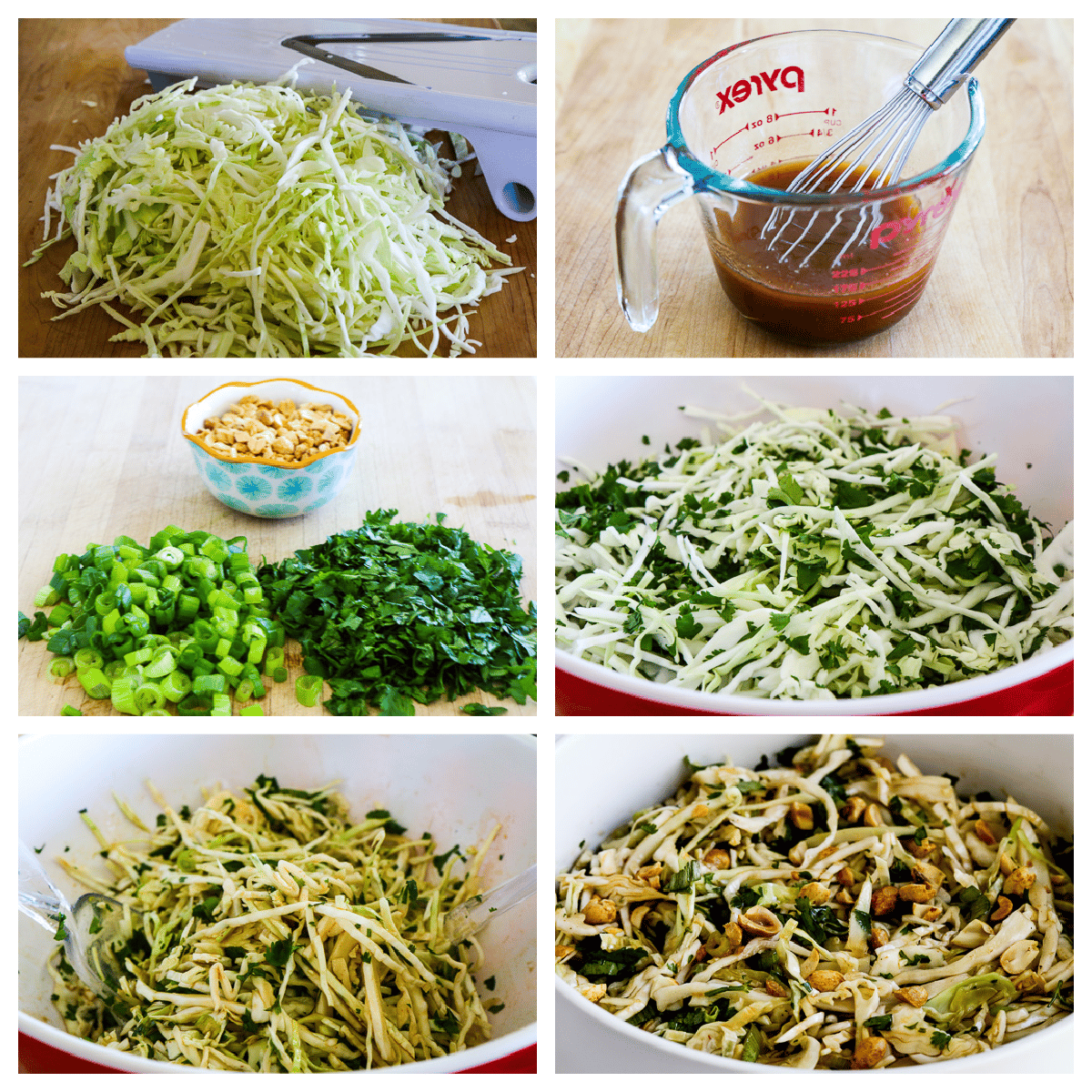 Spicy Cilantro-Peanut Slaw collage of recipe steps