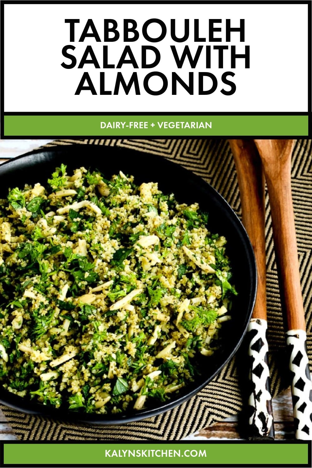 Pinterest image of Tabbouleh Salad with Almonds