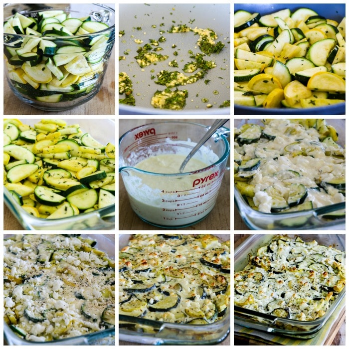 Zucchini Bake with Feta and Thyme process shots collage