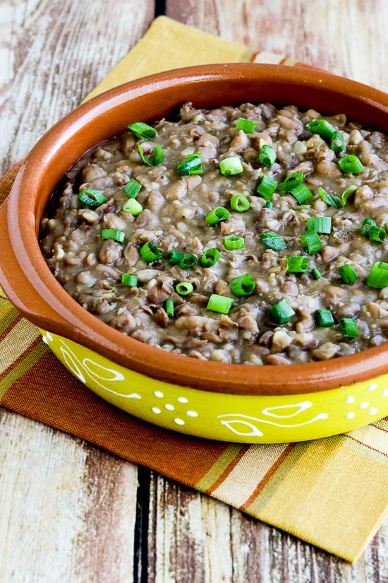 Instant Pot Rubios Pinto Beans in Mexican serving bowl