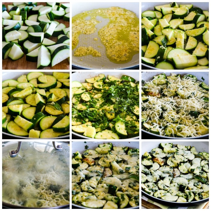 Cheesy Zucchini with Garlic and Parsley process shots collage
