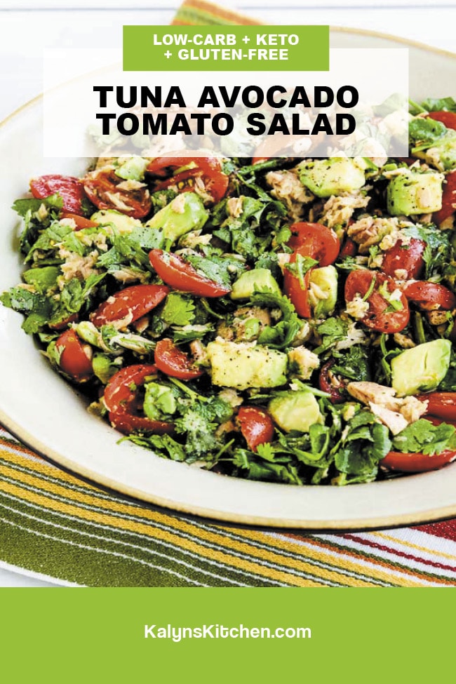 Pinterest image of Tuna Avocado Tomato Salad