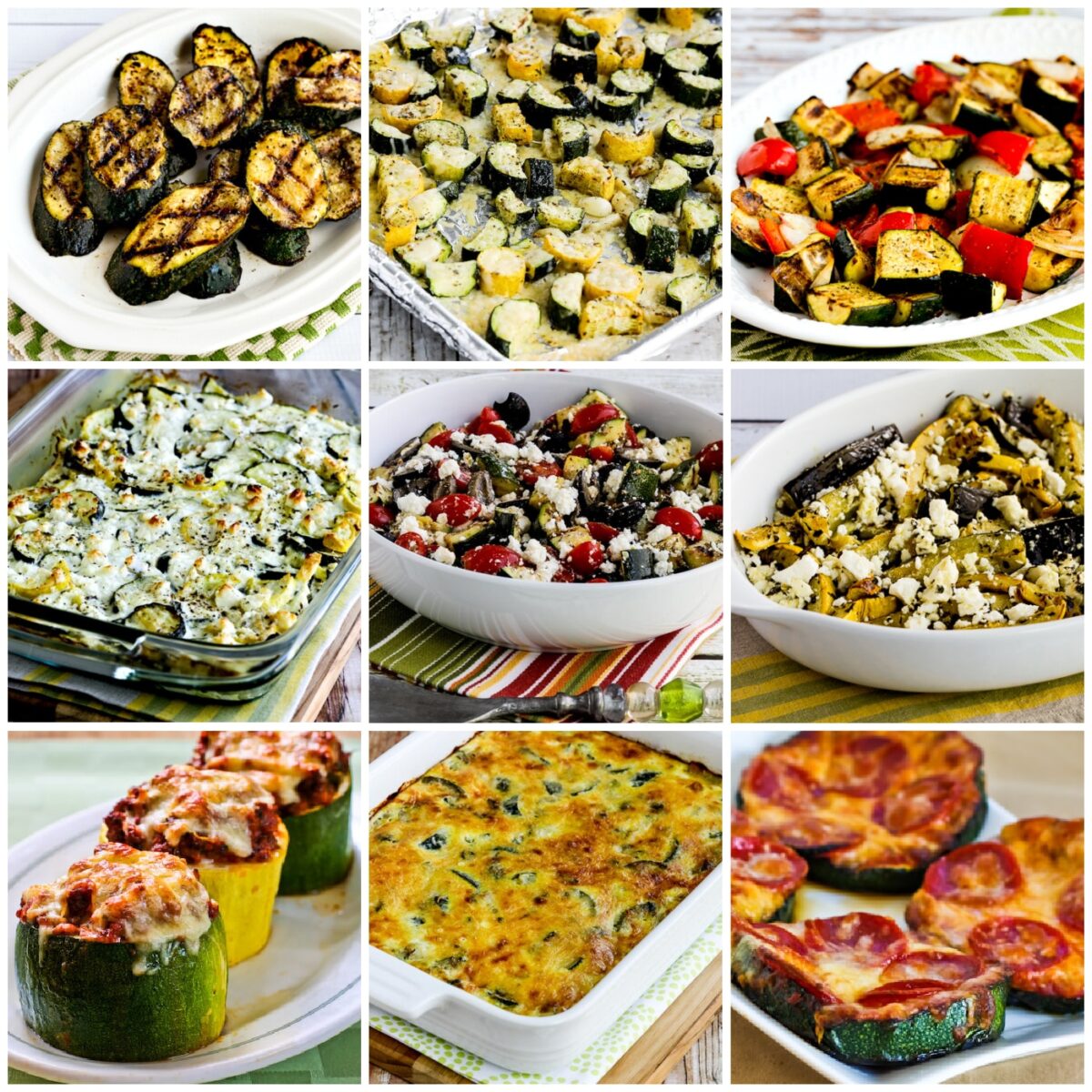 The Top Ten Low-Carb Zucchini Recipes collage photo of featured recipes