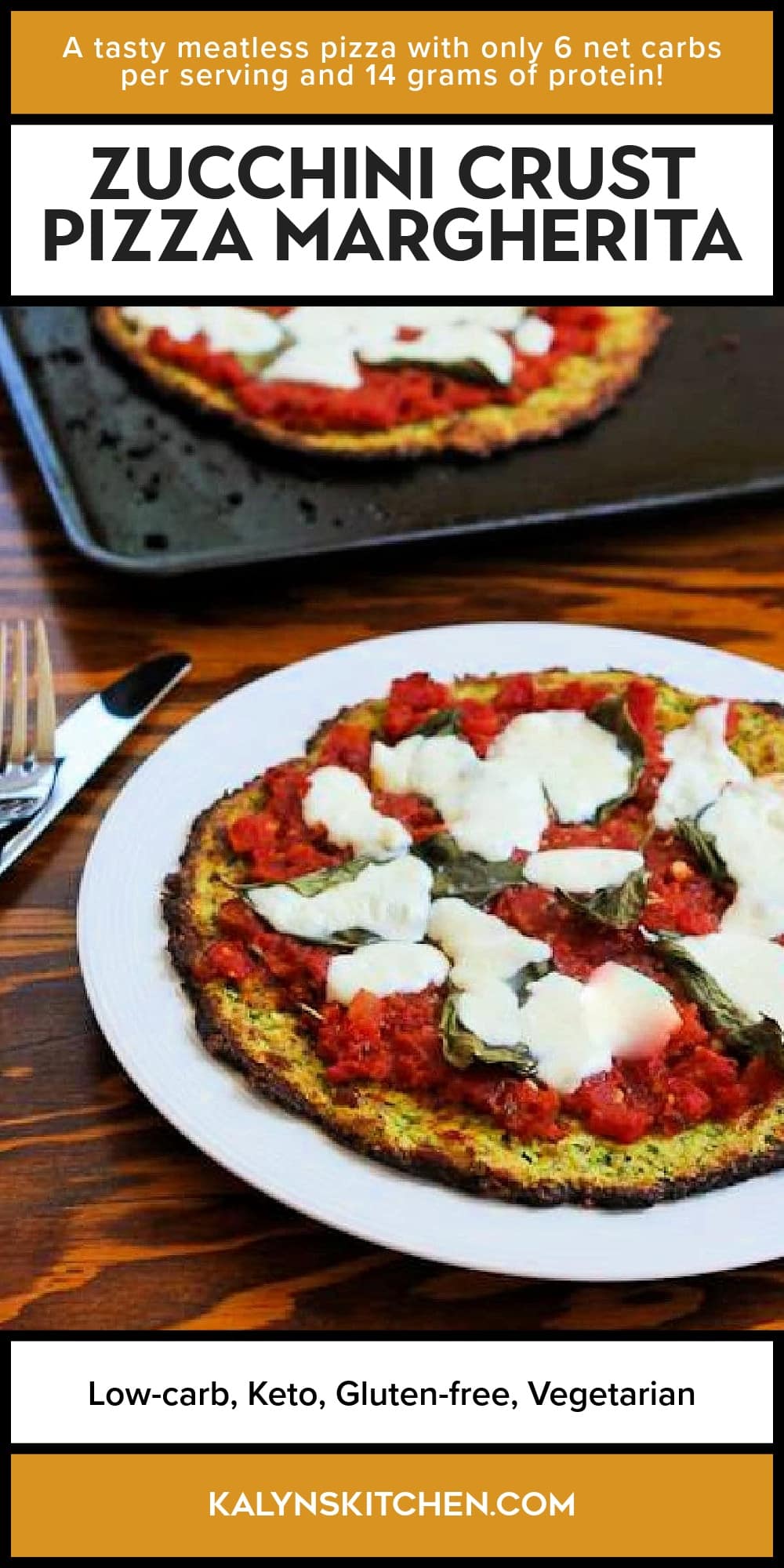 Pinterest image of Zucchini Crust Pizza Margherita