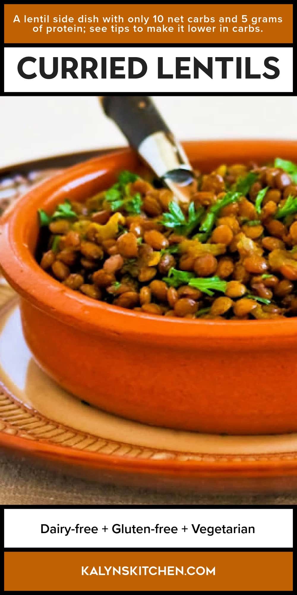 Pinterest image of Curried Lentils