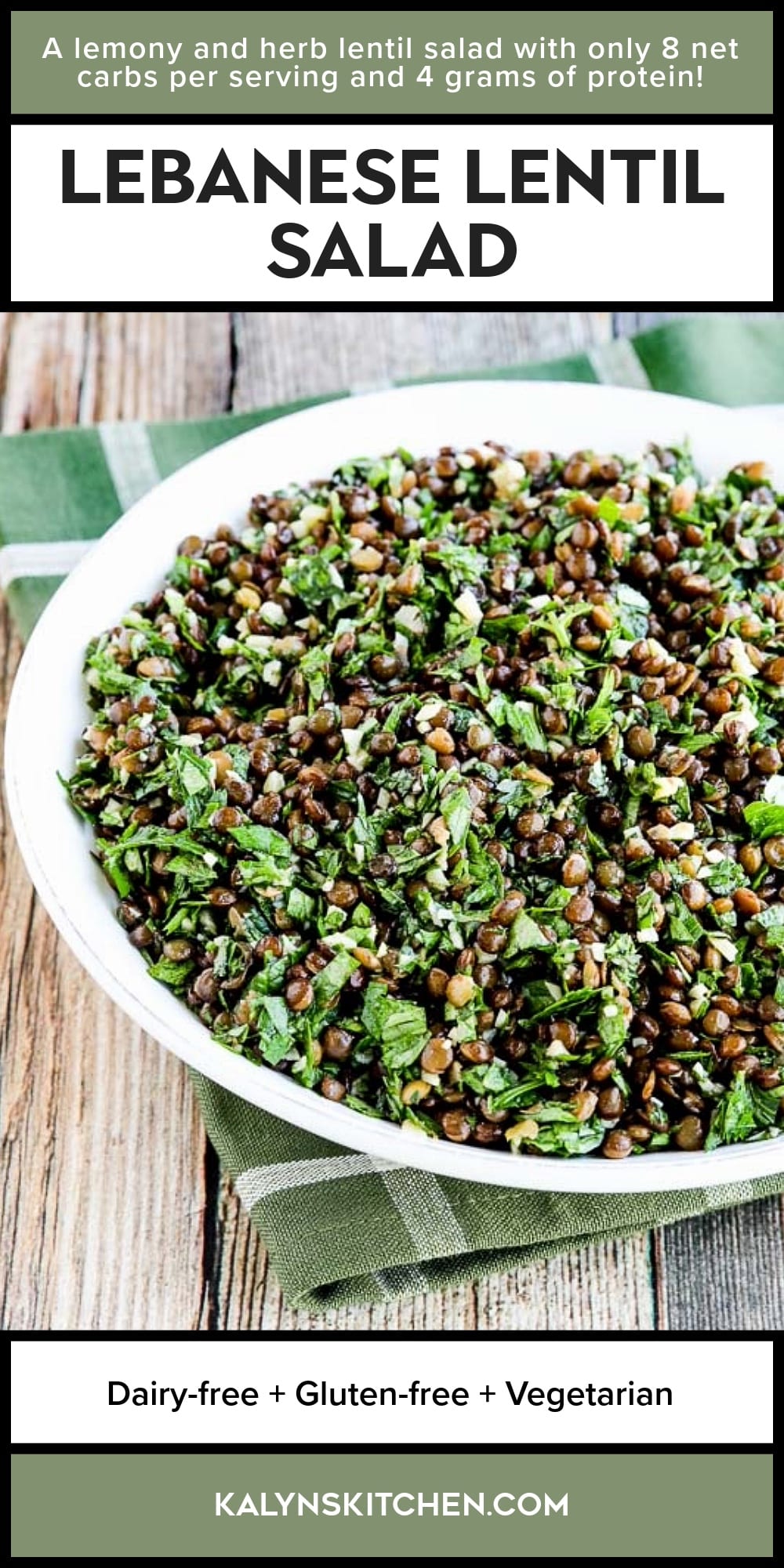 Pinterest image of Lebanese Lentil Salad
