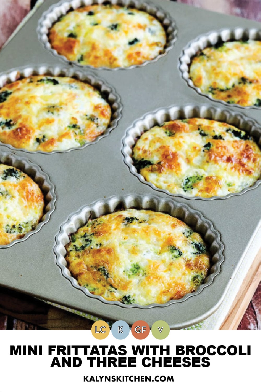 Pinterest image of Mini Frittatas with Broccoli and Three Cheeses