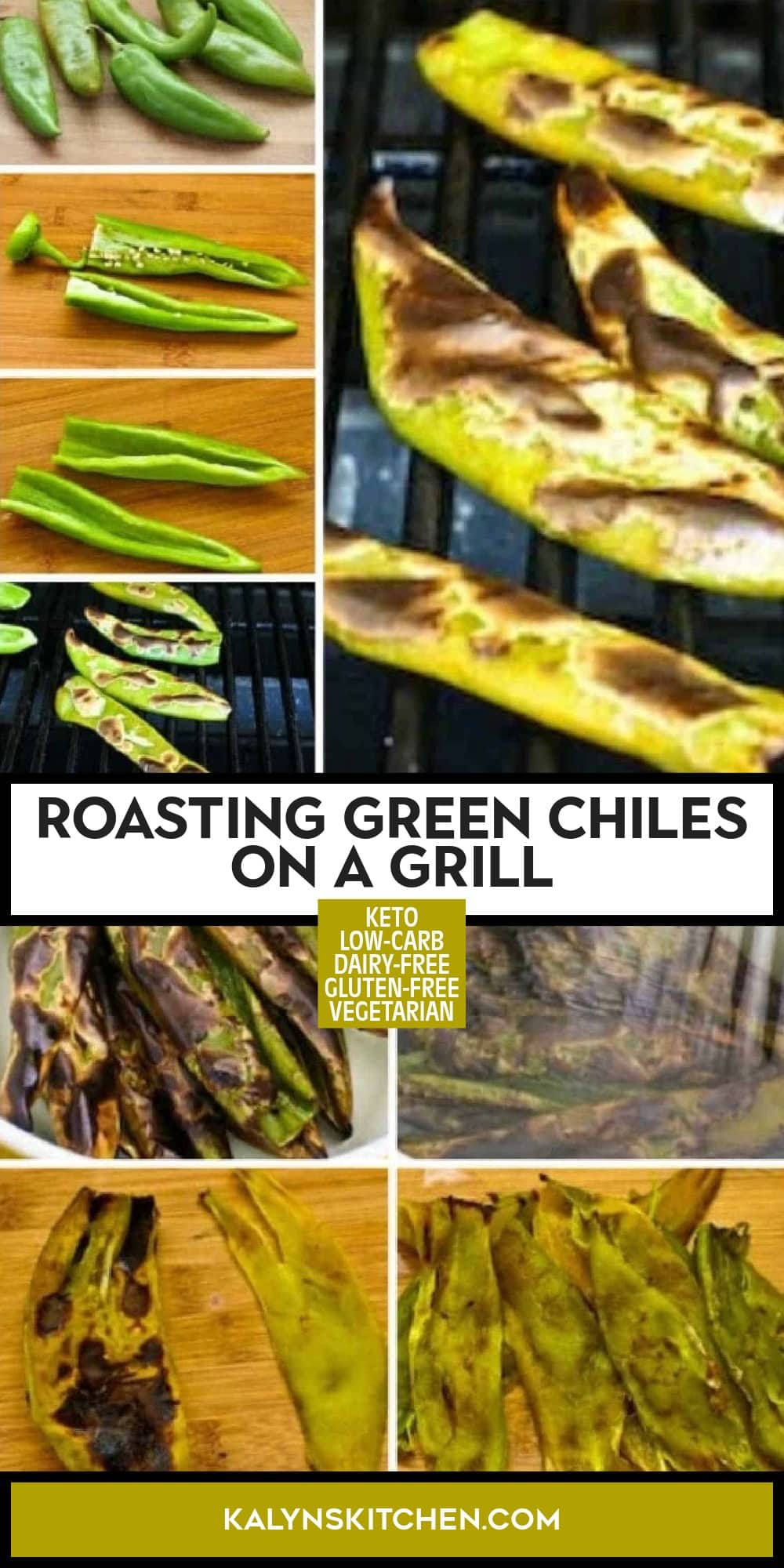 Pinterest image of Roasting Green Chiles on a Grill