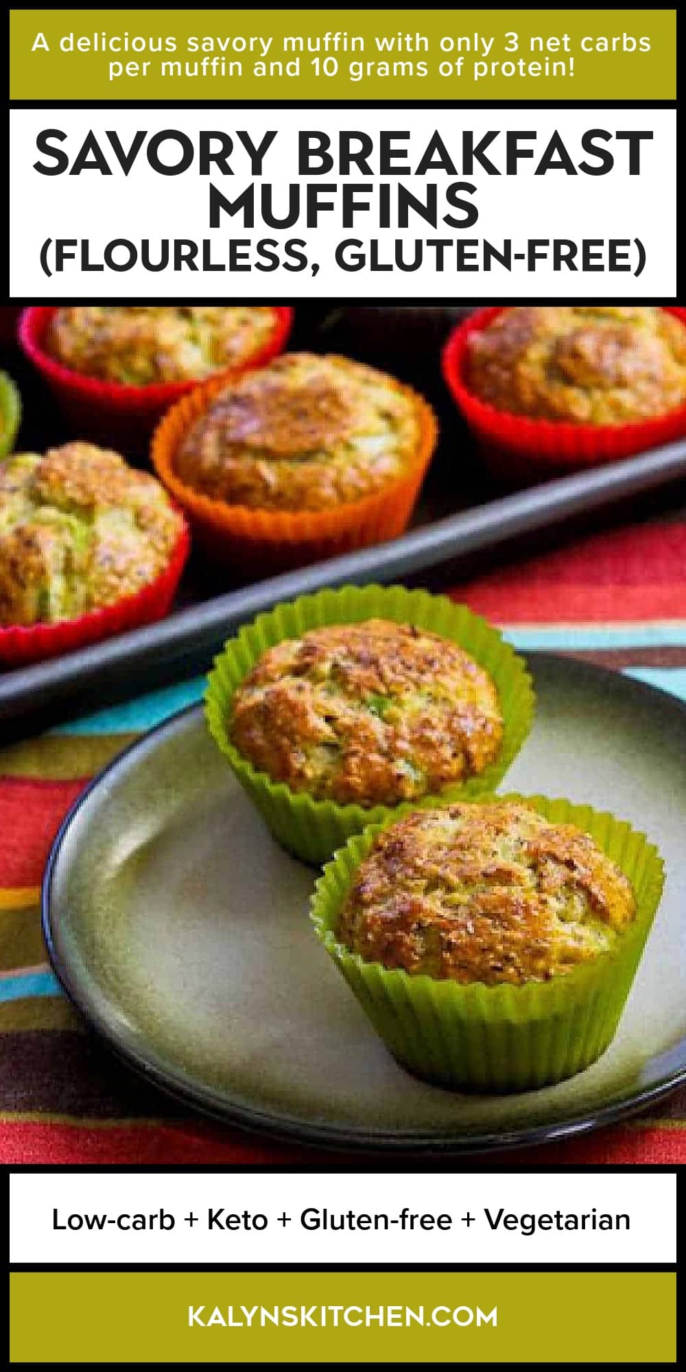 Pinterest image of Savory Breakfast Muffins (Flourless, Gluten-Free)