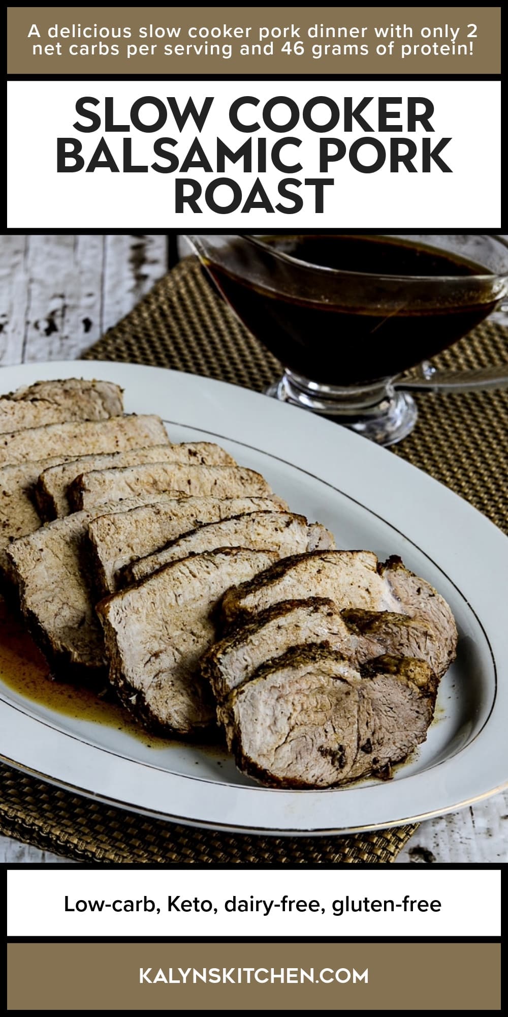 Pinterest image of Slow Cooker Balsamic Pork Roast