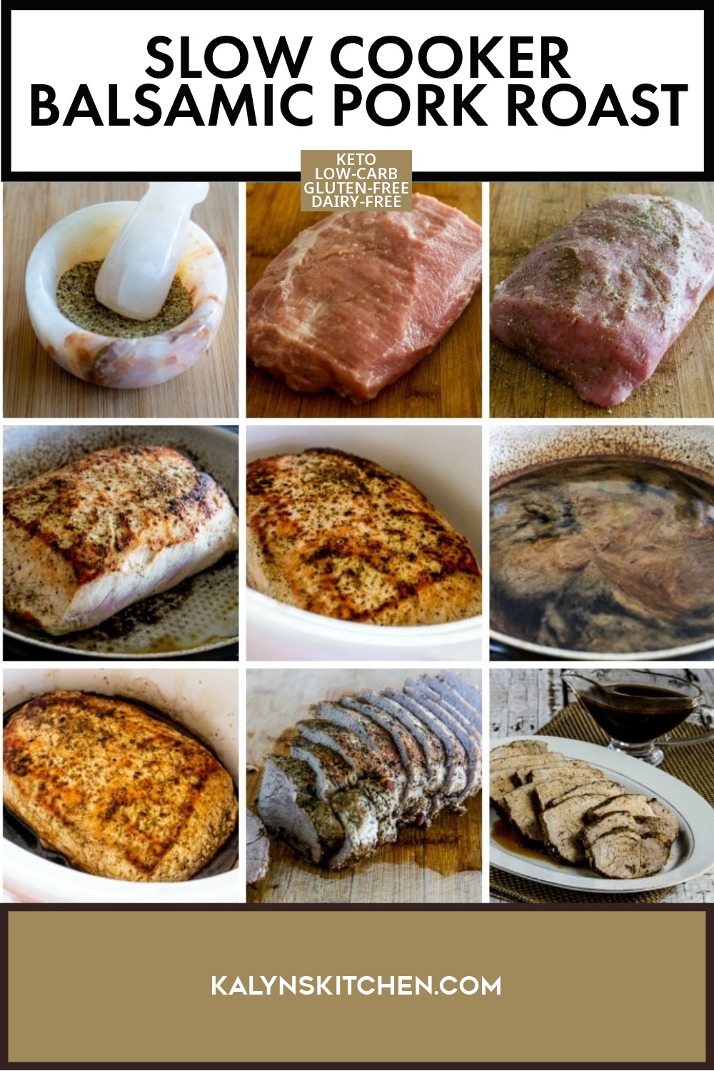 Pinterest image of Slow Cooker Balsamic Pork Roast