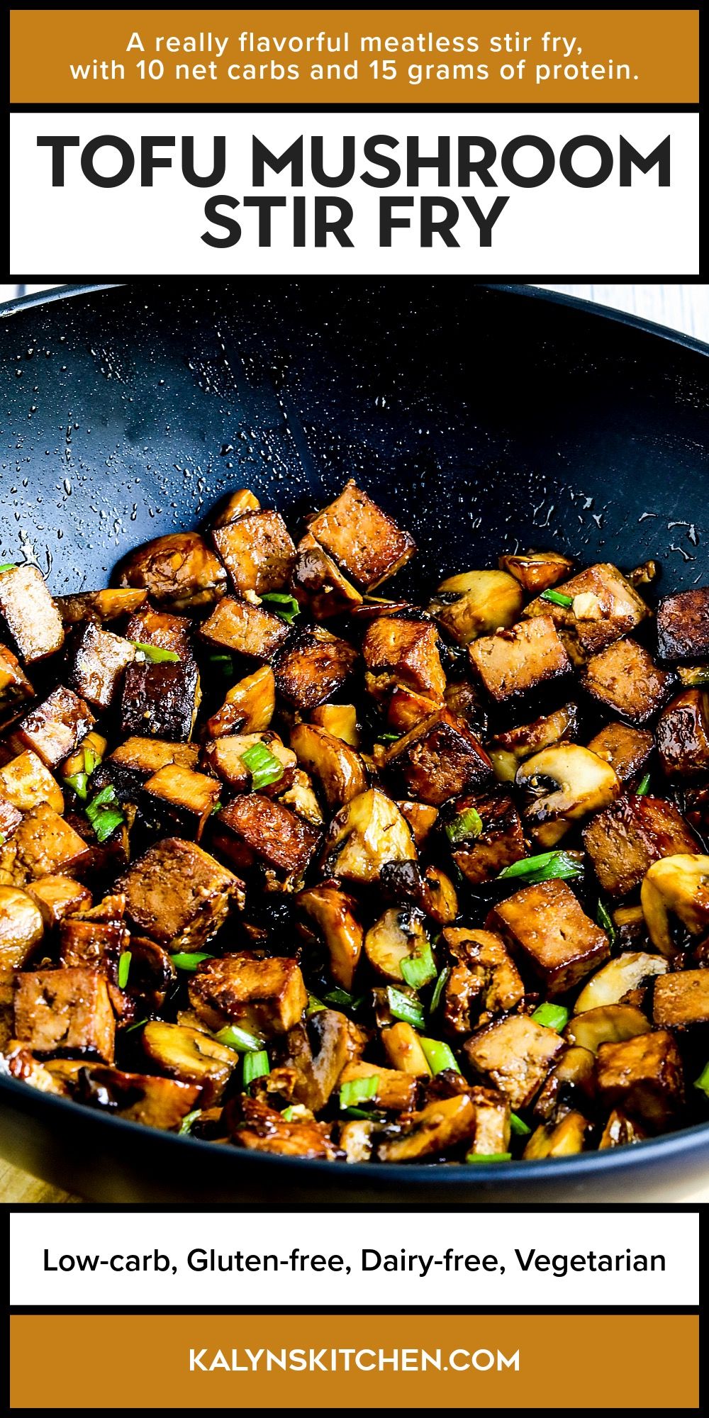 Pinterest image for Tofu Mushroom Stir Fry