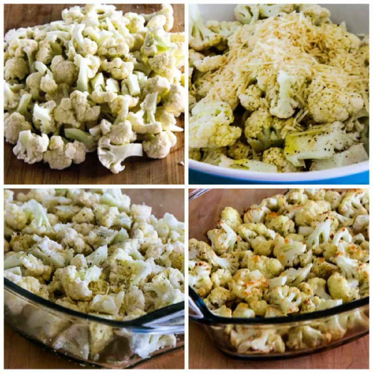 recipe steps collage for Roasted Cauliflower with Parmesan
