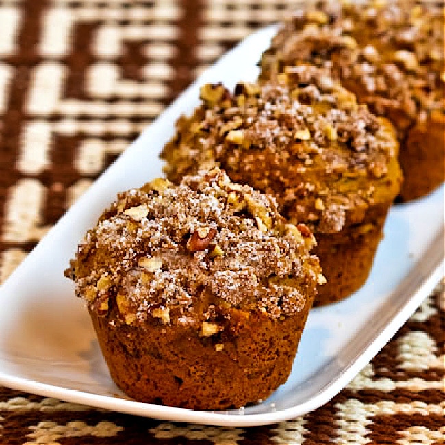 Sugar-free pumpkin muffins shown on plate