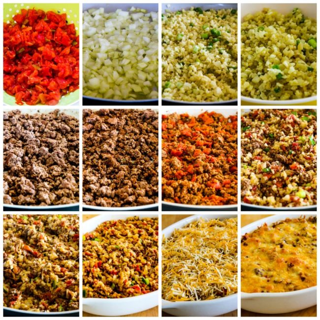Cheesy Low-Carb Taco Casserole process collage