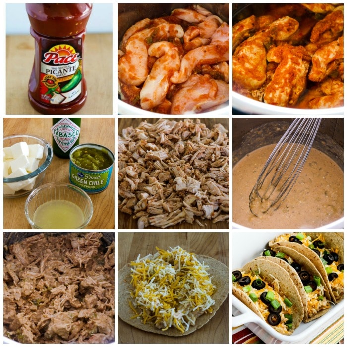 Instant Pot Low-Carb Cheesy Chicken Tacos process shots collage