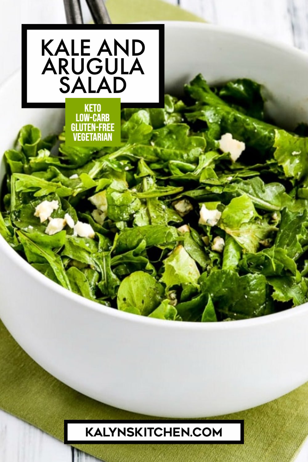 Pinterest image of Kale and Arugula Salad