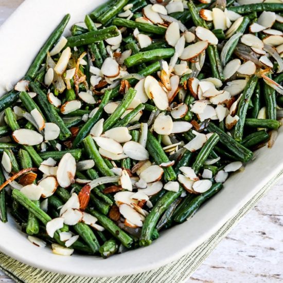 Garlic roasted green beans with shallots and almonds