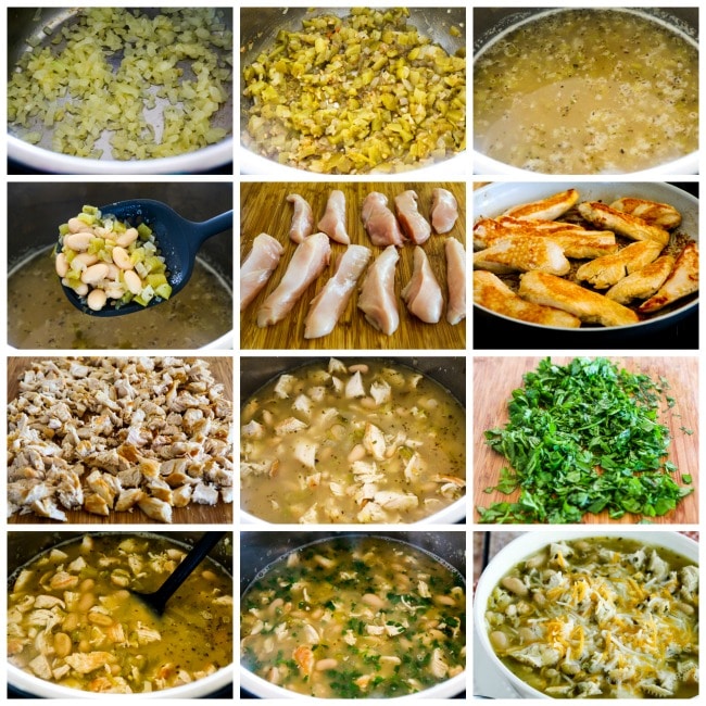 Amy's Amazing White Chicken Chili process shots collage
