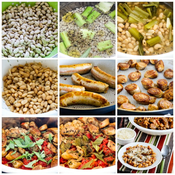 Italian Sausage and White Beans with Sage process shots collage for Instant Pot
