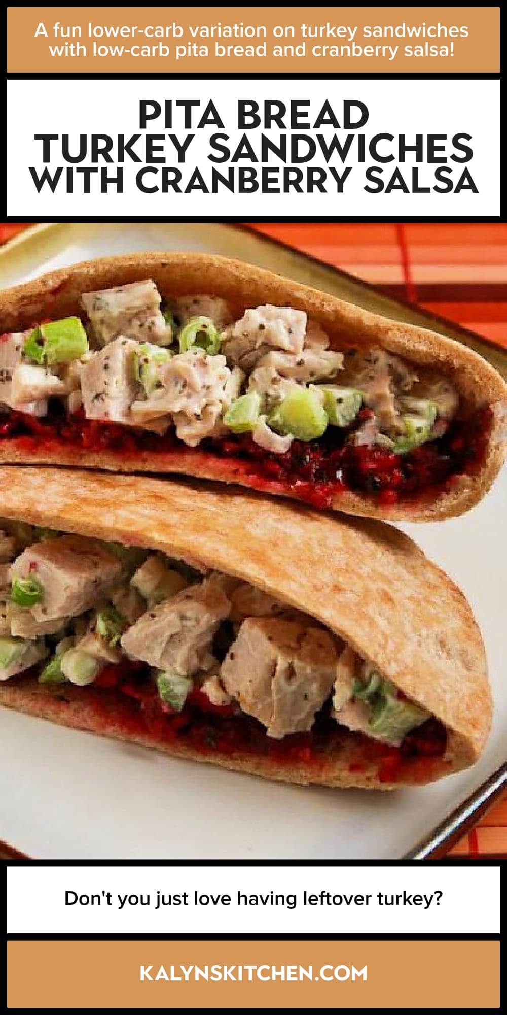 Pinterest image of Pita Bread Turkey Sandwiches with Cranberry Salsa
