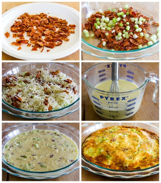 Low-Carb Cheesy Crustless Quiche Lorraine process shots collage