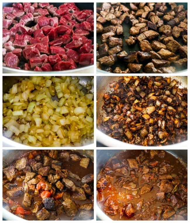Instant Pot Low-Carb All-Beef Ancho and Anaheim Chili process shots collage