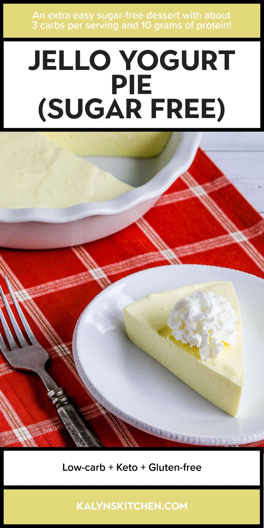 Pinterest image of Jello Yogurt Pie (Sugar Free)