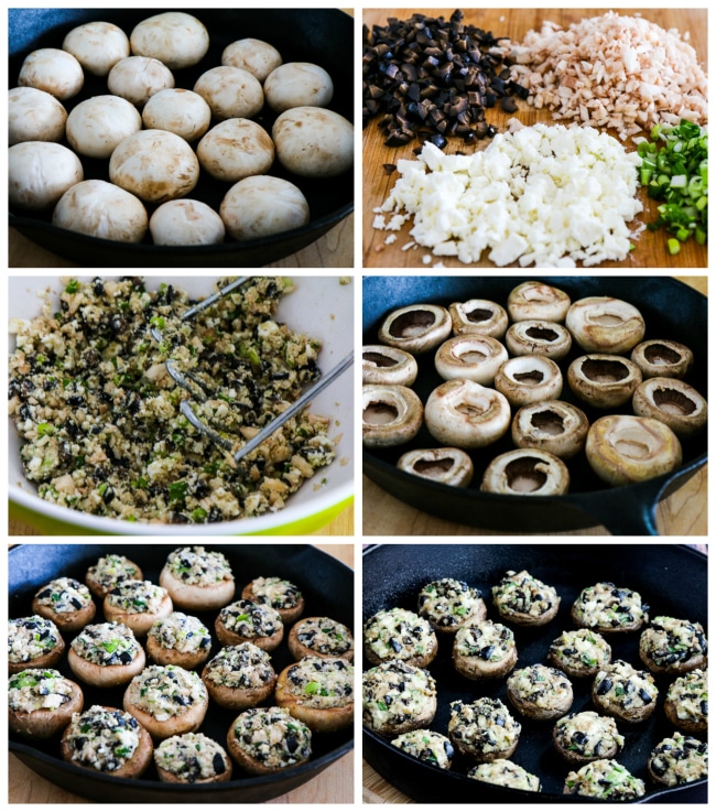 Low-Carb Stuffed Mushrooms Process Shots Collage