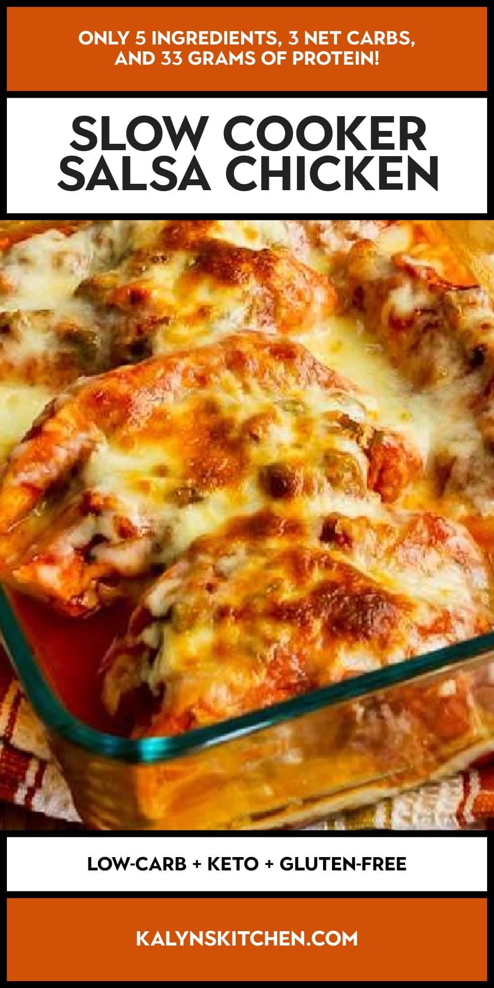 Pinterest image of Slow Cooker Salsa Chicken