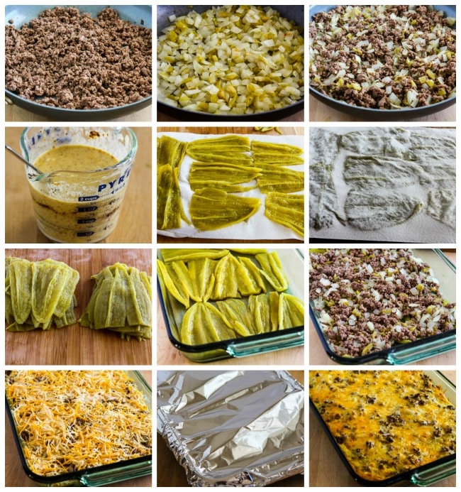 Beefy and Cheesy Low-Carb Green Chile Bake process shots photos