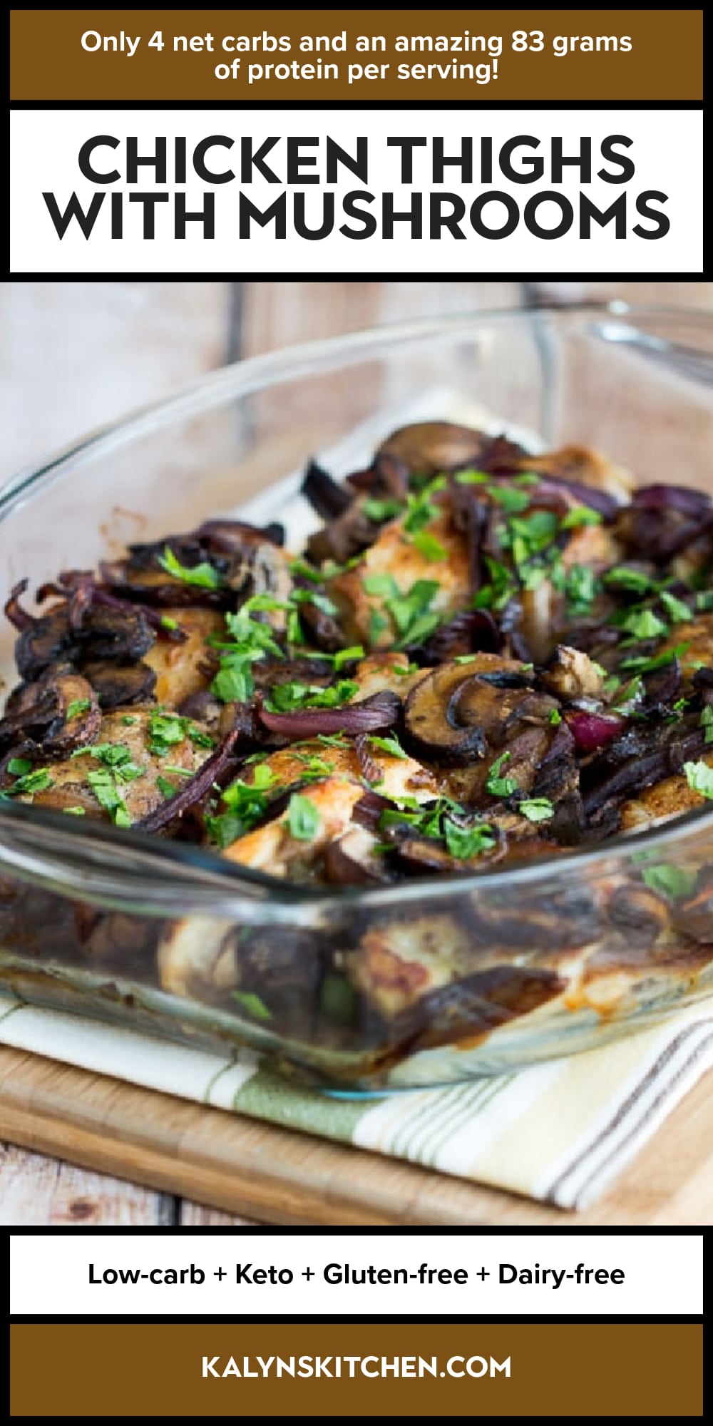 Pinterest image of Chicken Thighs with Mushrooms