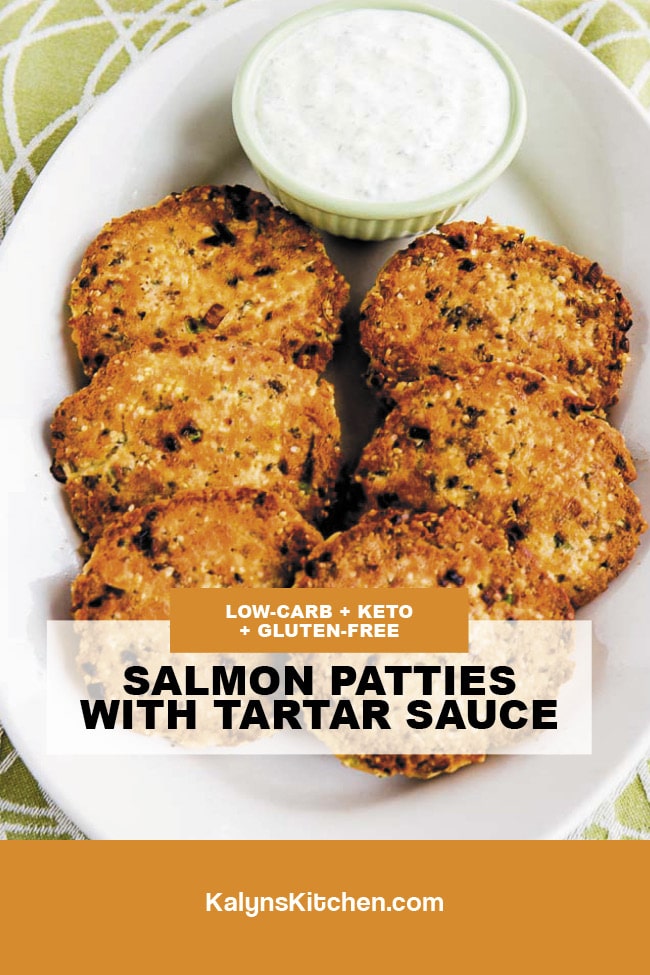 Pinterest image of Salmon Patties with Tartar Sauce
