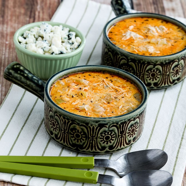 Low-carb instant chicken soup with crumbled blue cheese at KalynsKitchen.com