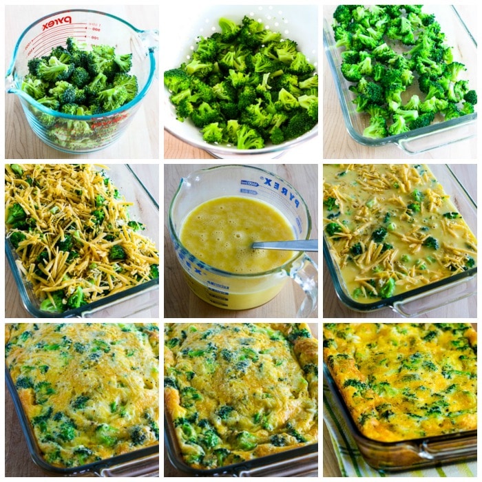 Broccoli Cheese Breakfast Casserole process shots collage