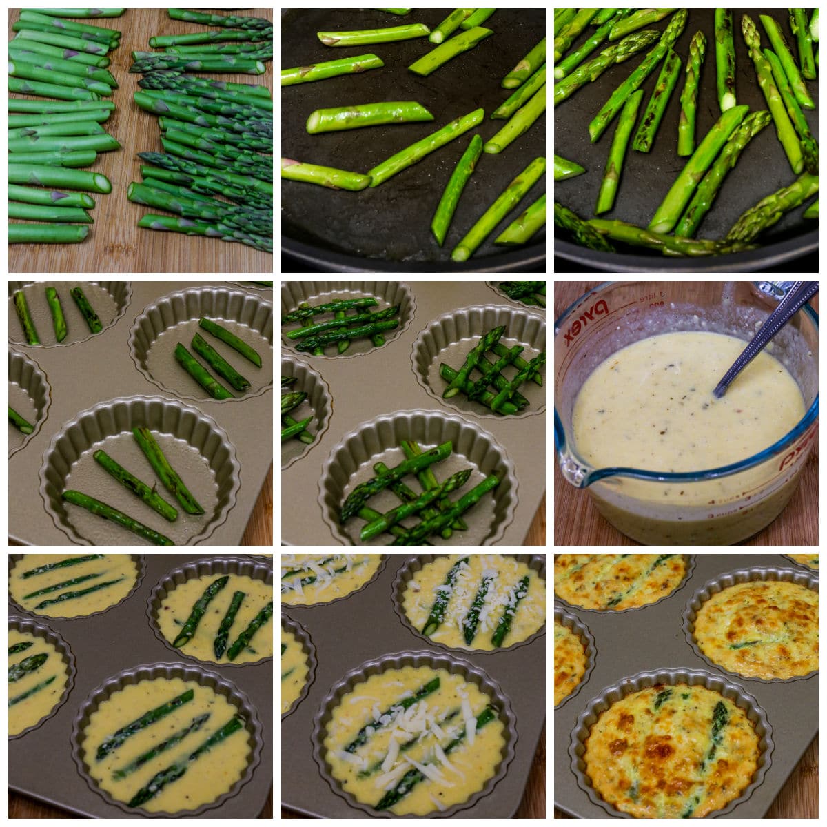 Collage of recipe steps for Asparagus Tarts Recipe.