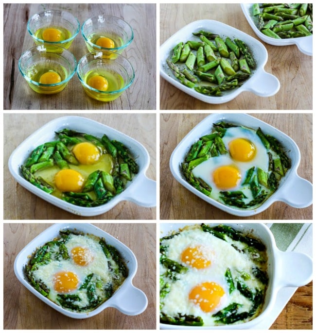 Baked Eggs and Asparagus with Parmesan process shots collage