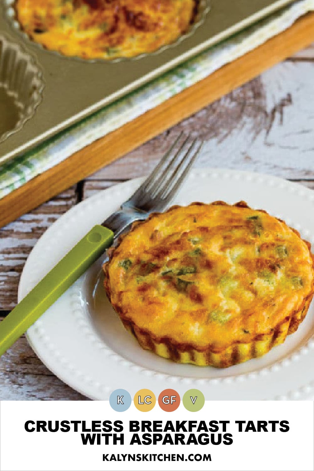 Pinterest image of Crustless Breakfast Tarts with Asparagus