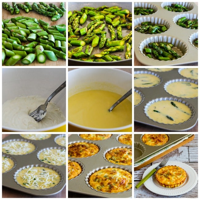 Crustless Breakfast Tarts with Asparagus and Goat Cheese process shots collage