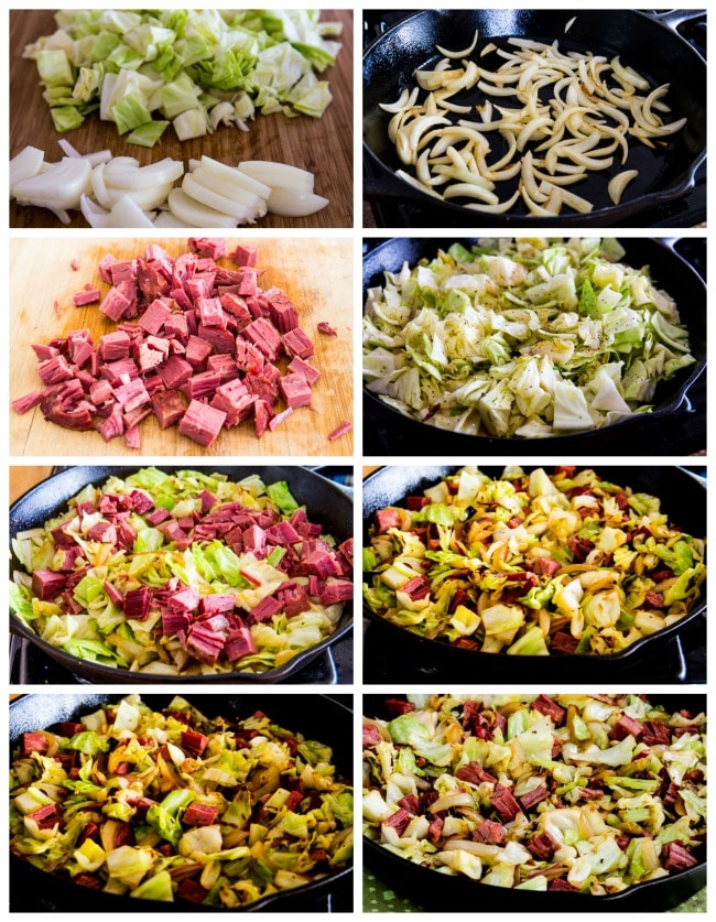 Low-Carb Fried Cabbage with Corned Beef process shot photos