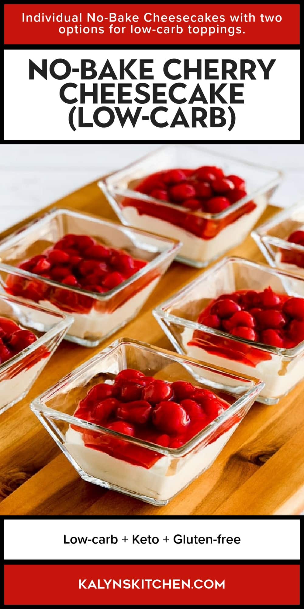 Pinterest image of No-Bake Cherry Cheesecake (Low-Carb)