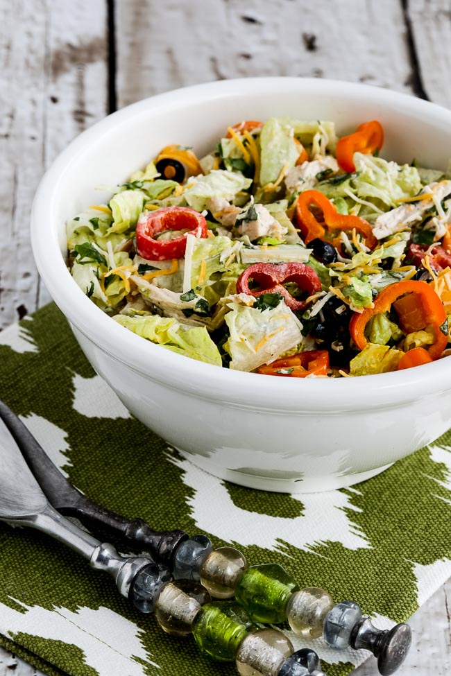 Low-Carb Southwest Chicken Salad finished salad in serving bowl