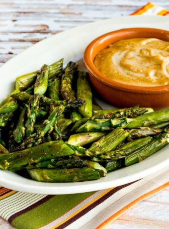 Asparagus with Tahini-Peanut Dipping Sauce close-up photo