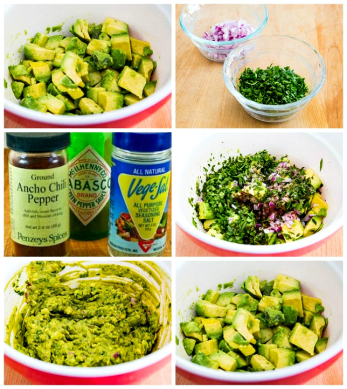 Cilantro-Lovers Perfect Guacamole process shots collage