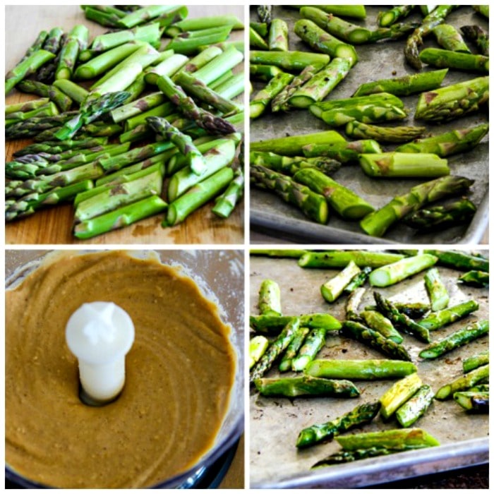 Asparagus with Tahini-Peanut Dipping Sauce process shots collage