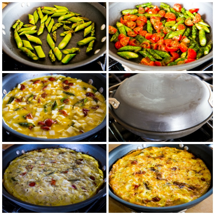 Asparagus and Tomato Frittata process shots collage