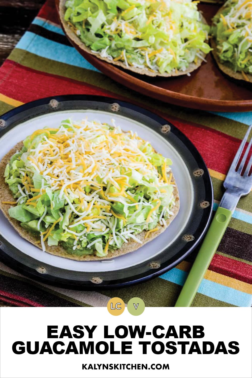 Pinterest image of Easy Low-Carb Guacamole Tostadas